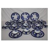 36pc English Flow Blue China 'Touraine'
