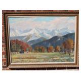 Large Vintage Oil on Canvas Mountainscape