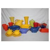 20pc Multi-color Fiestaware; vases, butter dish,