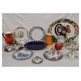 14pc Misc Lot; Italian Turkey Platter, Czech