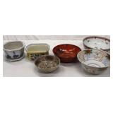 6pc Dragon Bowl, 11' gold rim bow, Asian bowls