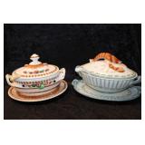 2 Porcelain Covered Tureens; Fitz & Floyd Seaboard