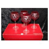 Set of 4 Raised Colewater Creek Ruby Wine Goblets