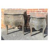 A Pair of Stair step Leather Covered Bombay Chests