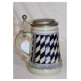 6.5' tall Gerz Pewter top Beer Stein w/ diamond