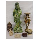7pc Decor lot; 24' Chinese Porcelain figure