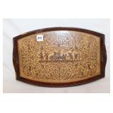 Antique Italian Wood inlaid Tray w/ cherubs &