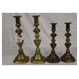 4 Antique Brass Candlestands
