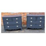 A Pair of Painted Bowfront Mahg. Chest of Drawers