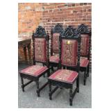 4 Carved Oak Chairs 52 in tall