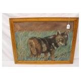 M. Nicol Oil on Board/or Canvas, Wolf in the Grass