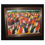Oil on Board by Casimir 29' x 37' 'Crowded Market
