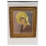 Airbrush painting 'Lady with yellow hat' 31'x27.5'