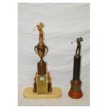 2 Mid-Century Bakalite Golf Tropheys 18' & 22'