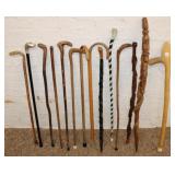 14 Carved and Antique Walking Sticks