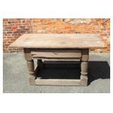 Antique Swedish Baroque Pine one drawer Table