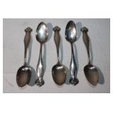 Rare lot of 5 Emery sterling silver monogrammed