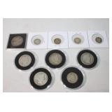 10pcs Silver Barber Coins, Half Dollar, Quarter,
