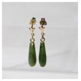 14kt YG Jade Earring that are Pierced in Style and