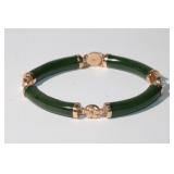 14KTYg Jade Bracelet with Four Jade Sections with