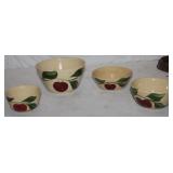 Group of 4 Apple pattern ribbed Watt Mixing Bowls