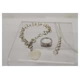 3pcs Silver Lot, Ring, Bracelet, and Necklace