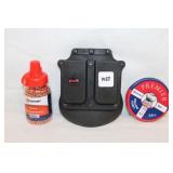 3pc lot; Ruger double clip holder, BB's,