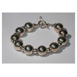 Sterling Beaded Bracelet 8in Long