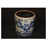 Vintage Rowe Pottery Blue Vine Stoneware Crock