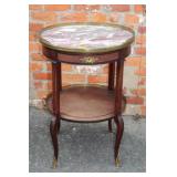 Vintage 2 Tier Round Marble Table with Brass
