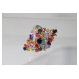 NIB Huge gemstone sterling ring, dark blue, pink,