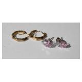 2 Pair of Pierced Earrings, 14kt YG Huggie Hoops &