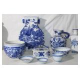 9pc Blue/White Chinese Exports; tallest 12'