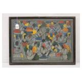 Vintage Haitian Oil on Board Painting signed