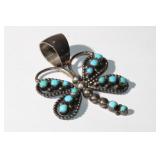 Signed sterling Native American turquoise Lg