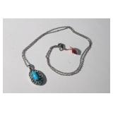 New turquoise + blue topaz sterling pendant