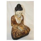 Hand Carved Wooden Buddha Sculpture 15.5' tall