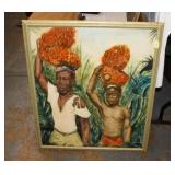Oil on Canvas Tropical Farm Workers 36x30in