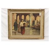 Early 20th Century Oil on Canvas Street Scene of
