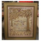 Very Nice Crewel Stitchwork Pastoral Scene
