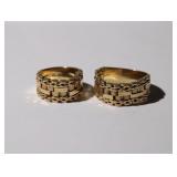 Pair of Solid 18kt Yellow Gold His/Hers Woven