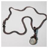 925 Garnet Moon Face/Gemstone 18in Necklace