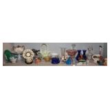 Shelf Lot of Collectables, Fenton Basket, Compote,