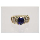 14kt Yellow Gold Sapphire & Diamond Ring Size 7