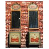 4pc 1920's Handpainted Mirror & Chest w/ 2 hidden
