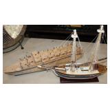 2pc Boats; Double Ended Two-masted Sailboat