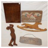 5 Wooden Plaques; Daddy's Car Shed 1949-1998,