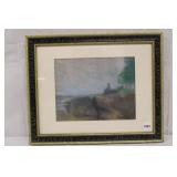 Oil on Canvas signed PW ? 'Sitting on a bank'