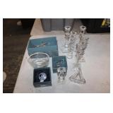 11pc Crystal lot; candlestiks, Val St. Lambert,