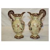 pair of 11.5in Majelic Style Pitchers w/ Floral